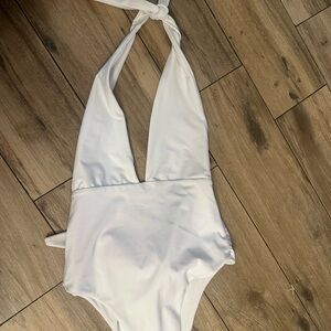 White Halter One-Piece Swimsuit